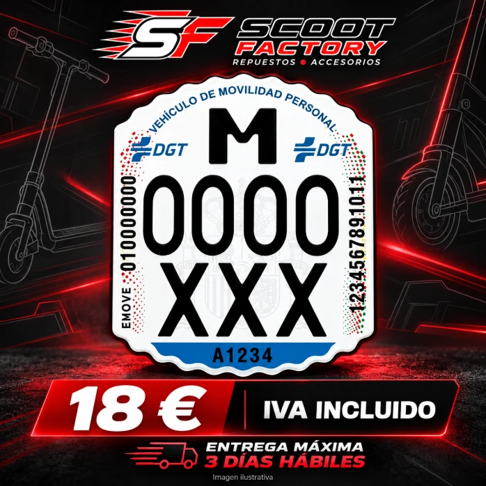 Matrícula VMP ScootFactory: 18 euros IVA incluido y entrega máxima en 3 días hábiles. Imagen ilustrativa.
