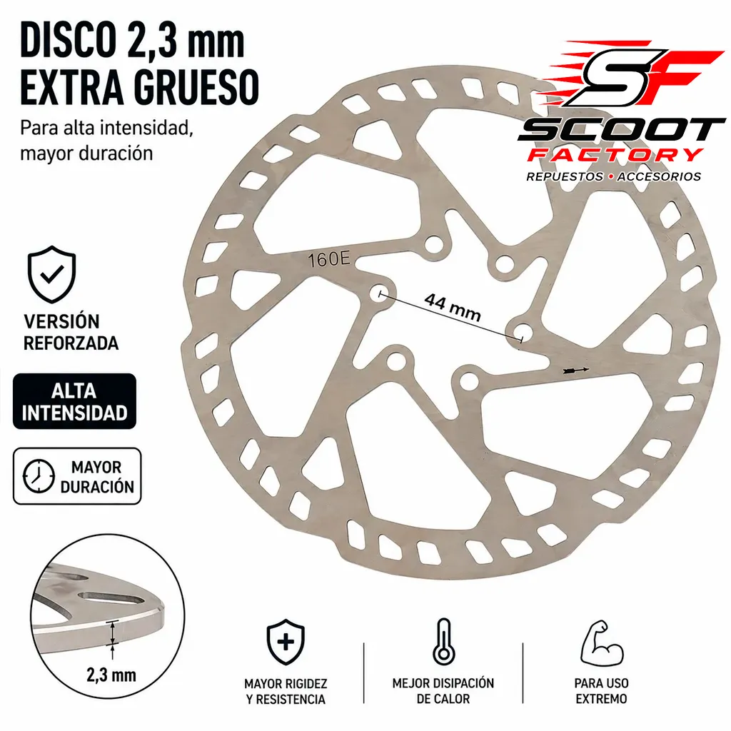 PACK 2 Discos de freno 160MM Premium (grosor 2,3MM) – (6H -44MM)
