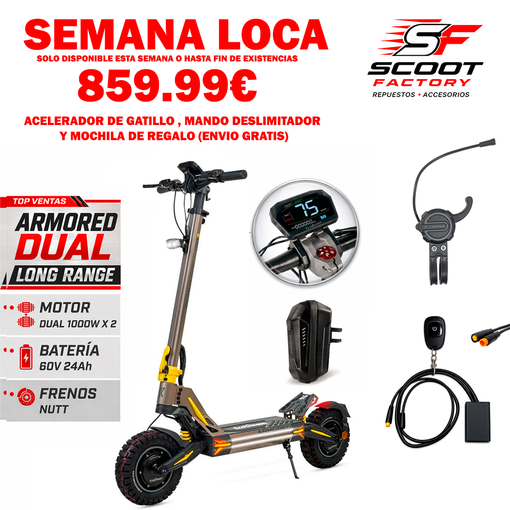 SUPER OFERTA SEMANA LOCA Ecoxtrem Armored Dual Long Range – DGT Homologado 2026 (Bronce) [NUEVO MODELO 24AH] + regalo mochila , acelerador de gatillo y deslimitador (copia) (copia)