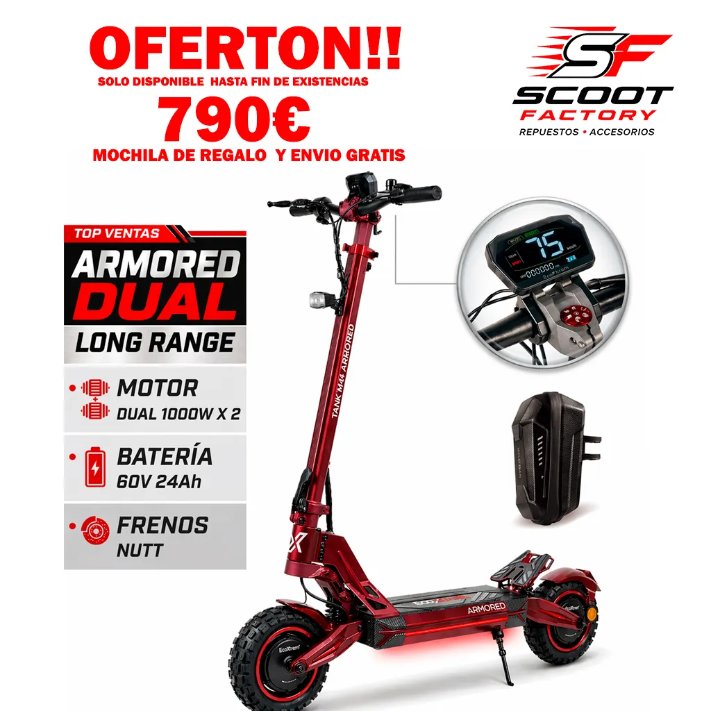 Ecoxtrem Armored Dual Long Range – DGT Homologado 2026 (Rojo) [NUEVO MODELO 24AH]