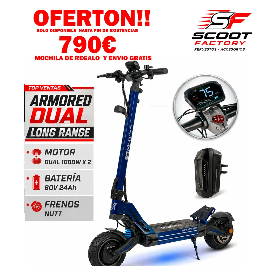 Ecoxtrem Armored Dual Long Range – DGT Homologado 2026 (Azul) [NUEVO MODELO 24AH]